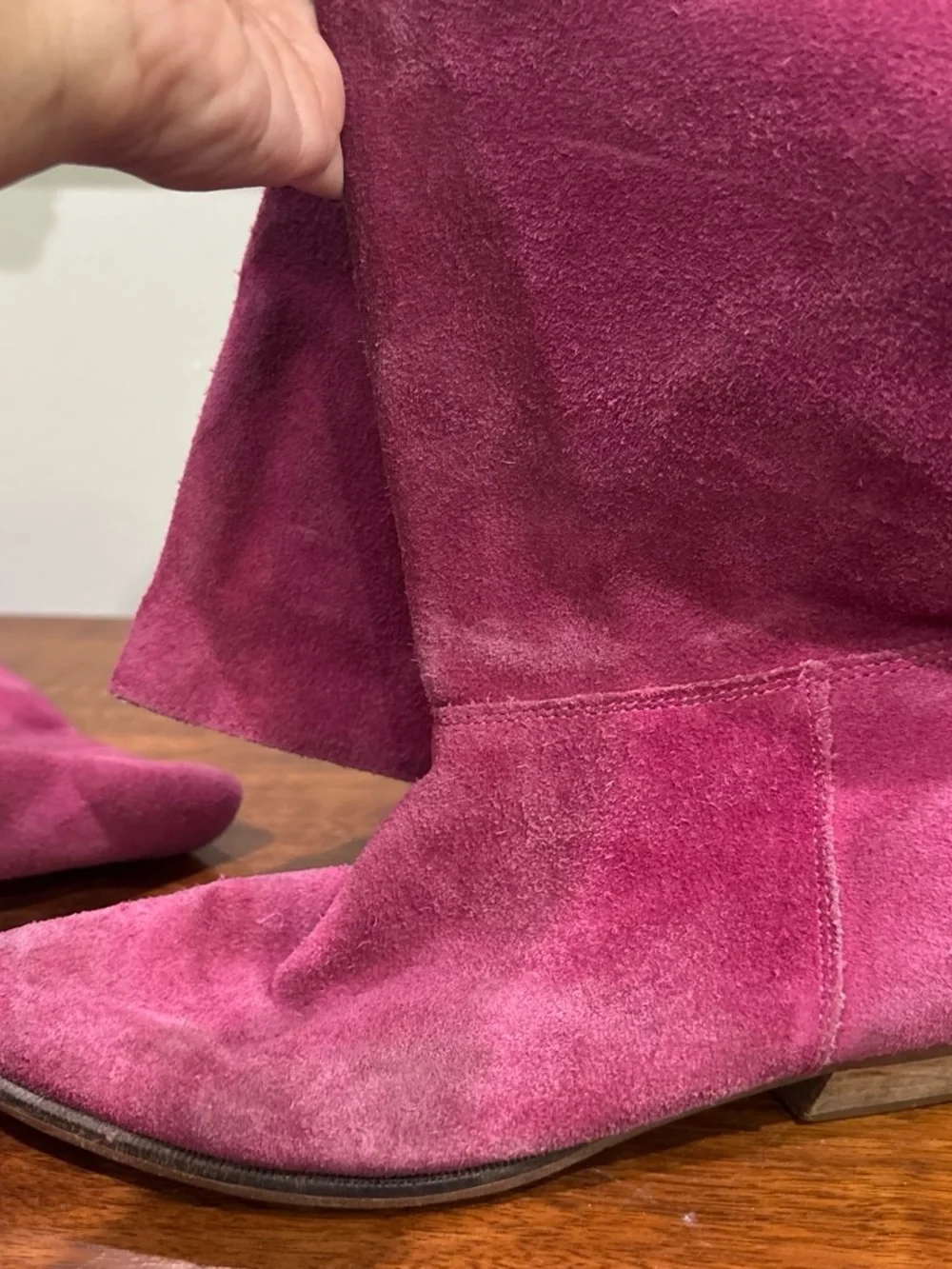 Vintage 80s Women's Pink Suede Knee-High Boots